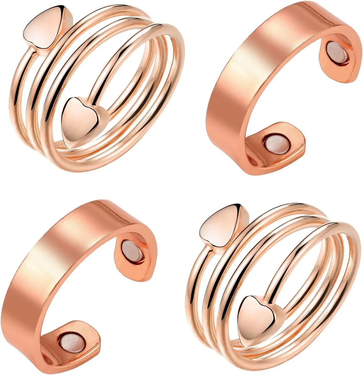 4 Piece Copper Rings for Women, Pure Copper Magnetic Thumb Ring