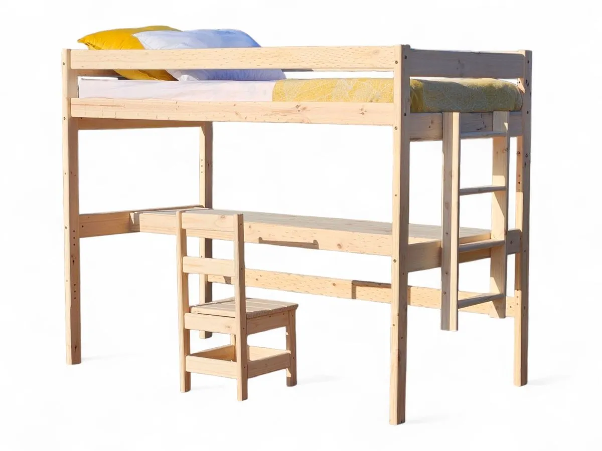Solid Pine Loft Bed with Desk