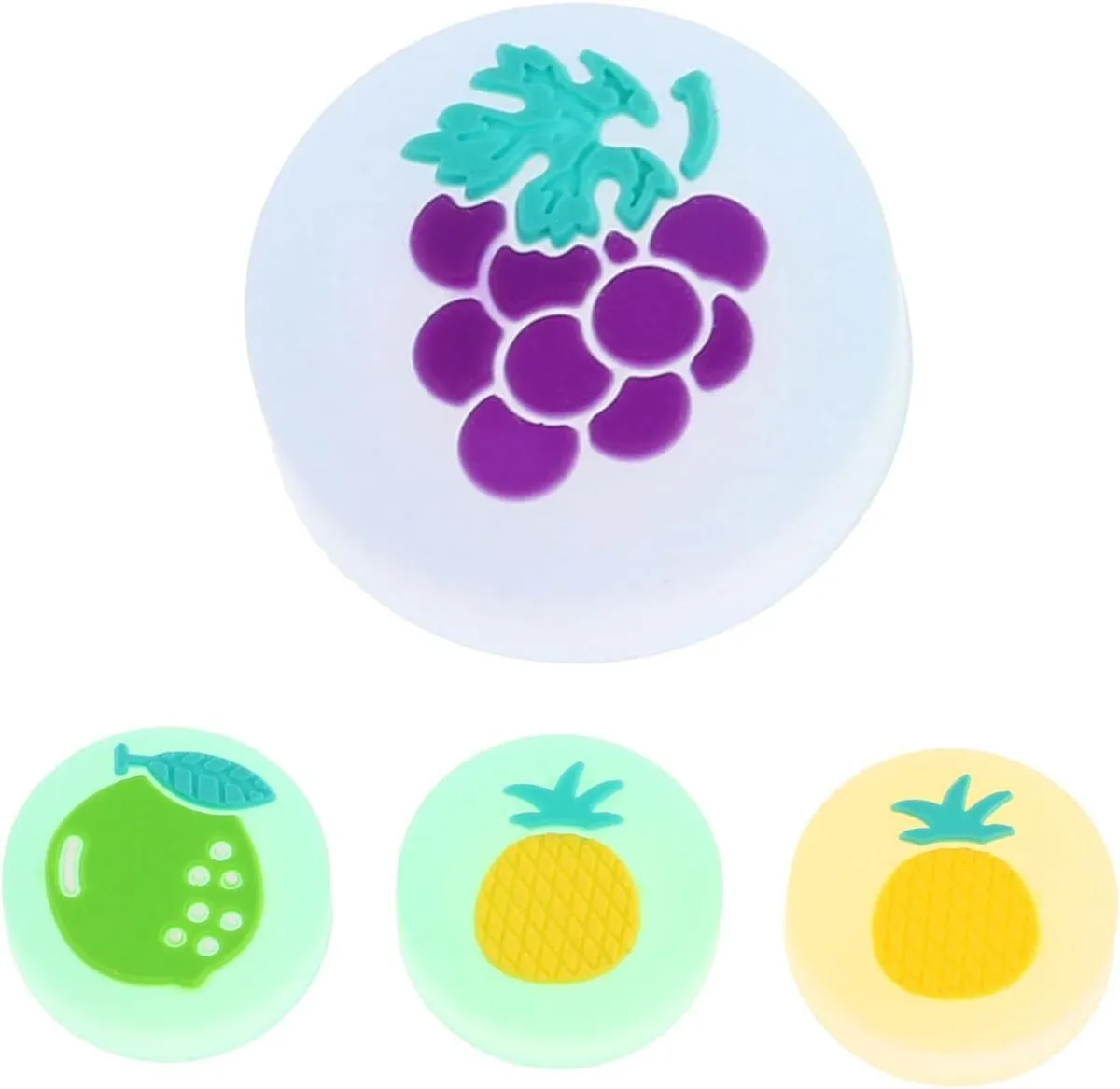 4pcs Switch Thumb Grip Caps Luminous Fruit Design Joystick Covers
