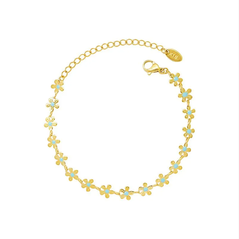 Flower Blue Oil Drop Necklace Fashion Jewelry Gift for Women Stylish
