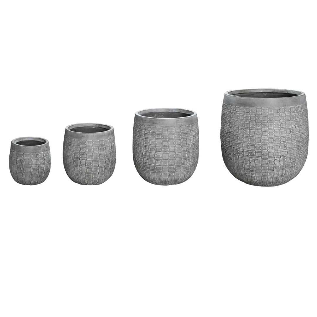 Flower Pots & Planters, Lightweight 24kg Set 4 Cylindrical Shape