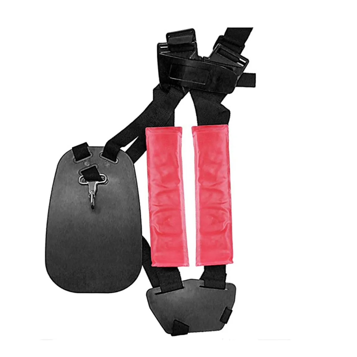 Lawn Mower Straps Double Shoulder Straps Padded Waist Belt Garden Tool Kit - Black and red