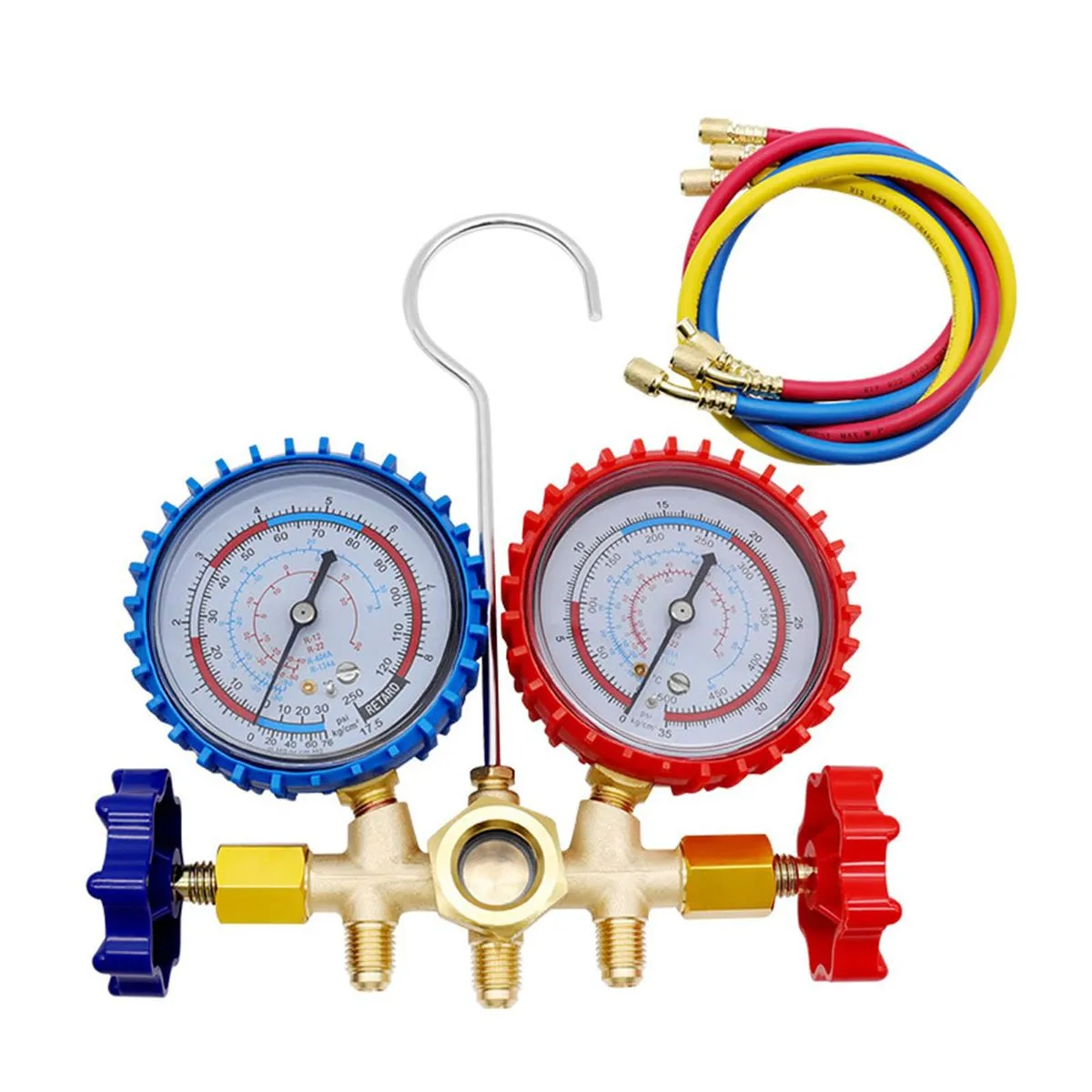 Brass Manifold Gauge Set-refrigeration Diagnostic Gauge Set with 1.5m hoses