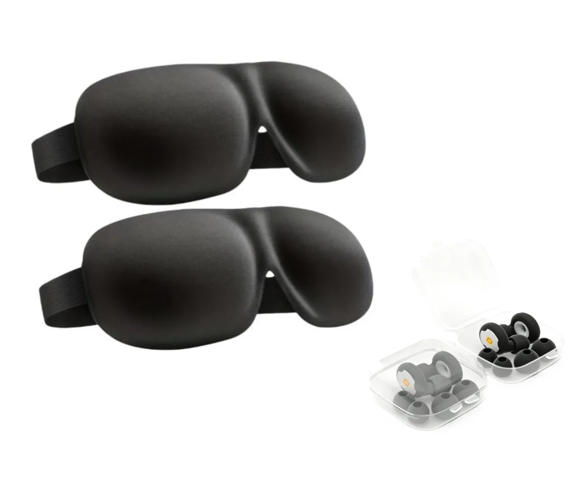 IPSTYLE 3D Sleep Mask + Earplugs 100% Light Blocking Ultra-Soft Eye Mask