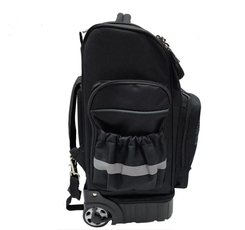 Hard Base 2-Wheel School Trolley Backpacks - Black