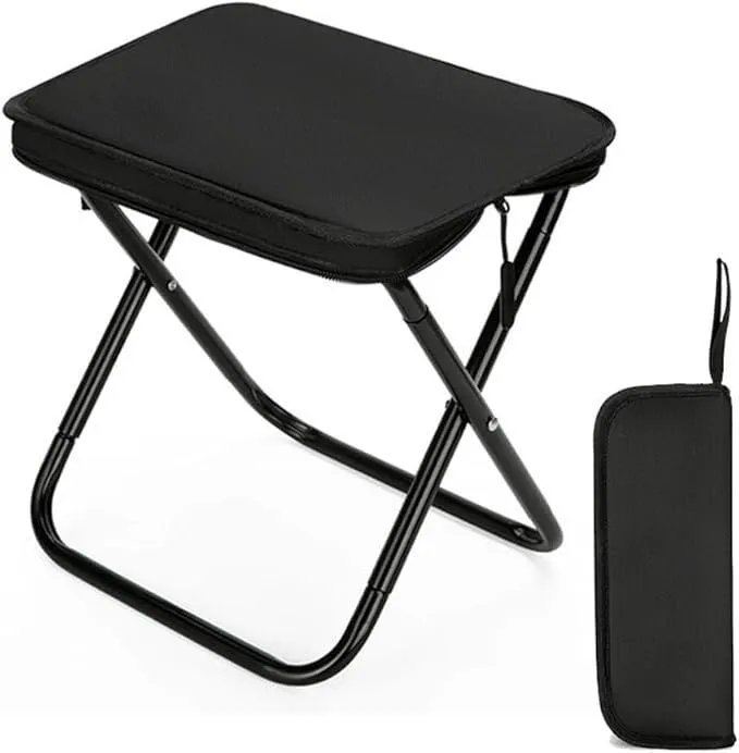 Camping Stool for Outdoor Hiking Travel Picnic or Fishing. - Black