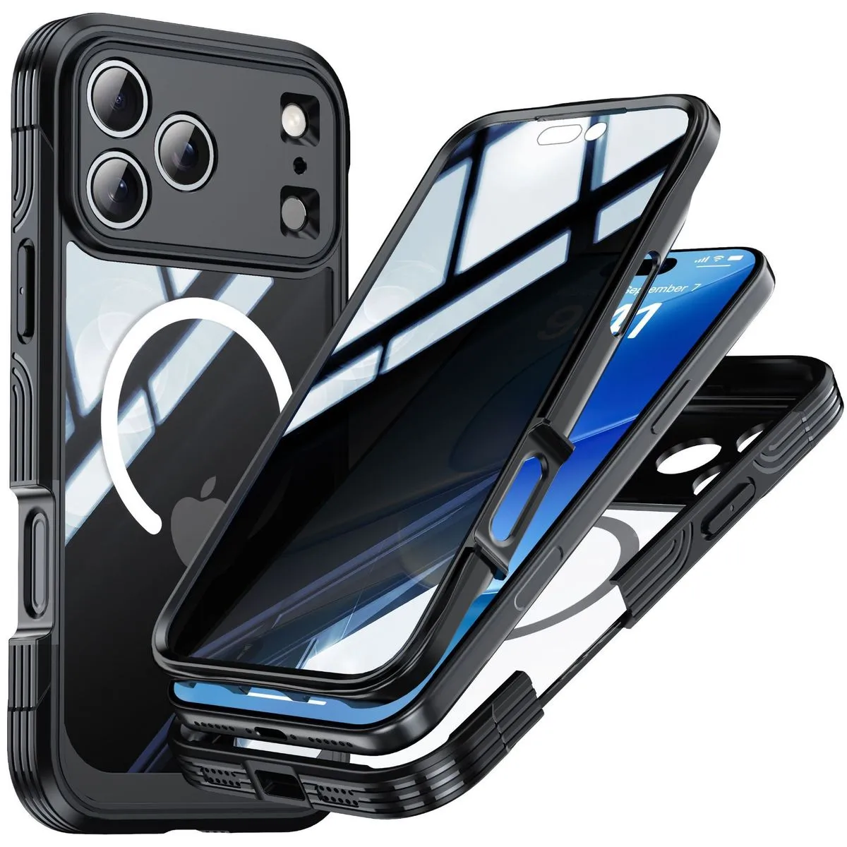 Magnetic Full Body Protection Phone Case Compatible With iPhone 17 Pro - Black