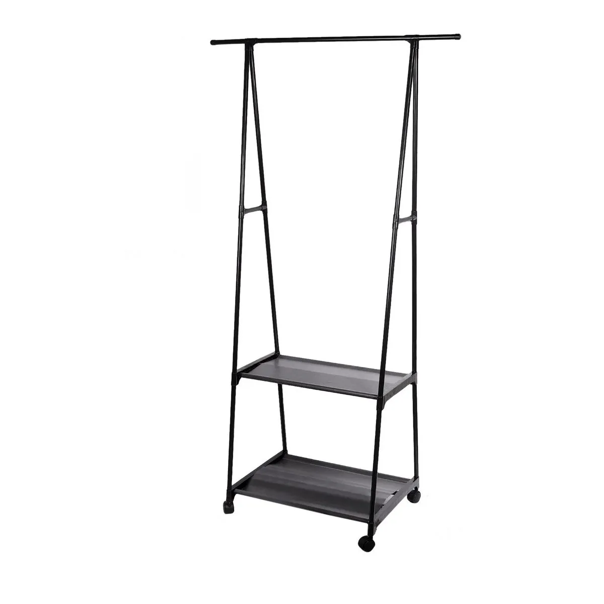 2 Layer Clothes Moveable Rack - Black