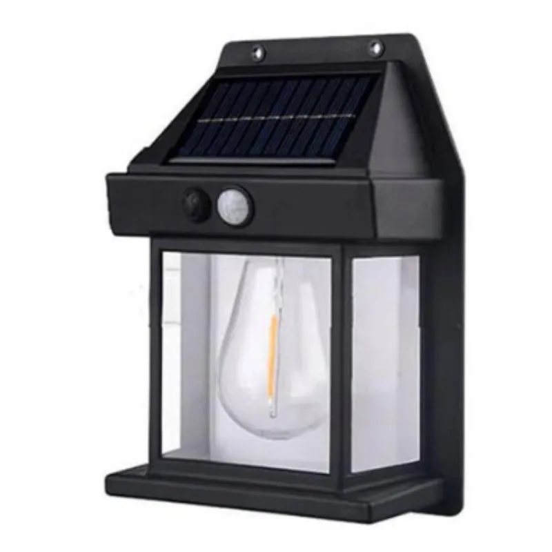 Solar Wall Lantern Outdoor Wireless Dusk To Dawn Motion Sensor Led Lights - Black