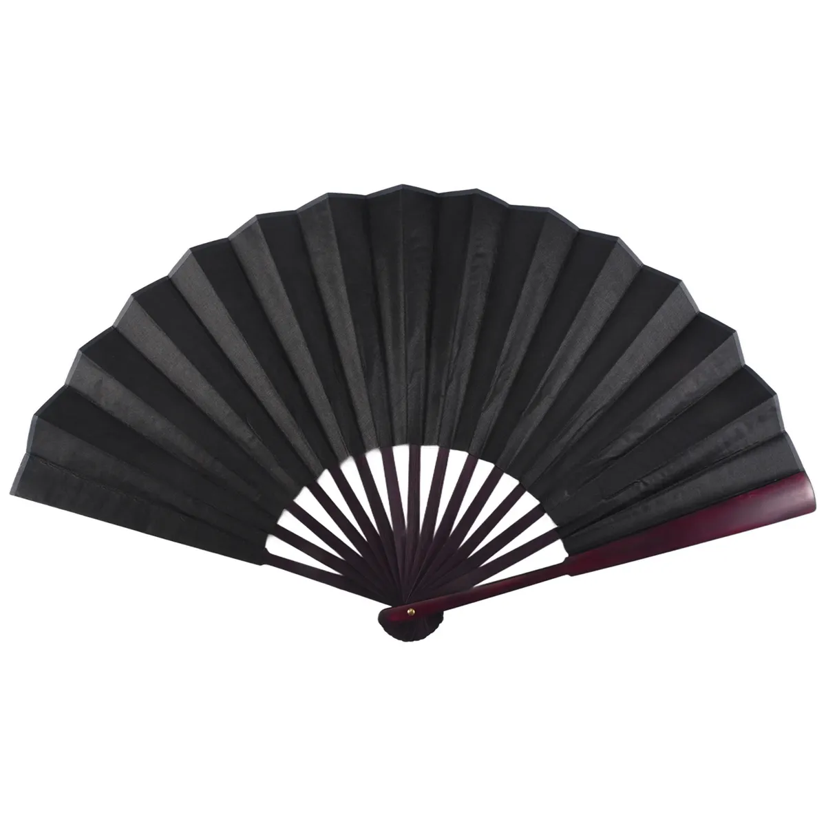 Folding Blank Hand Fan Calligraphy Dancing Fan for Men's 33cm - Black