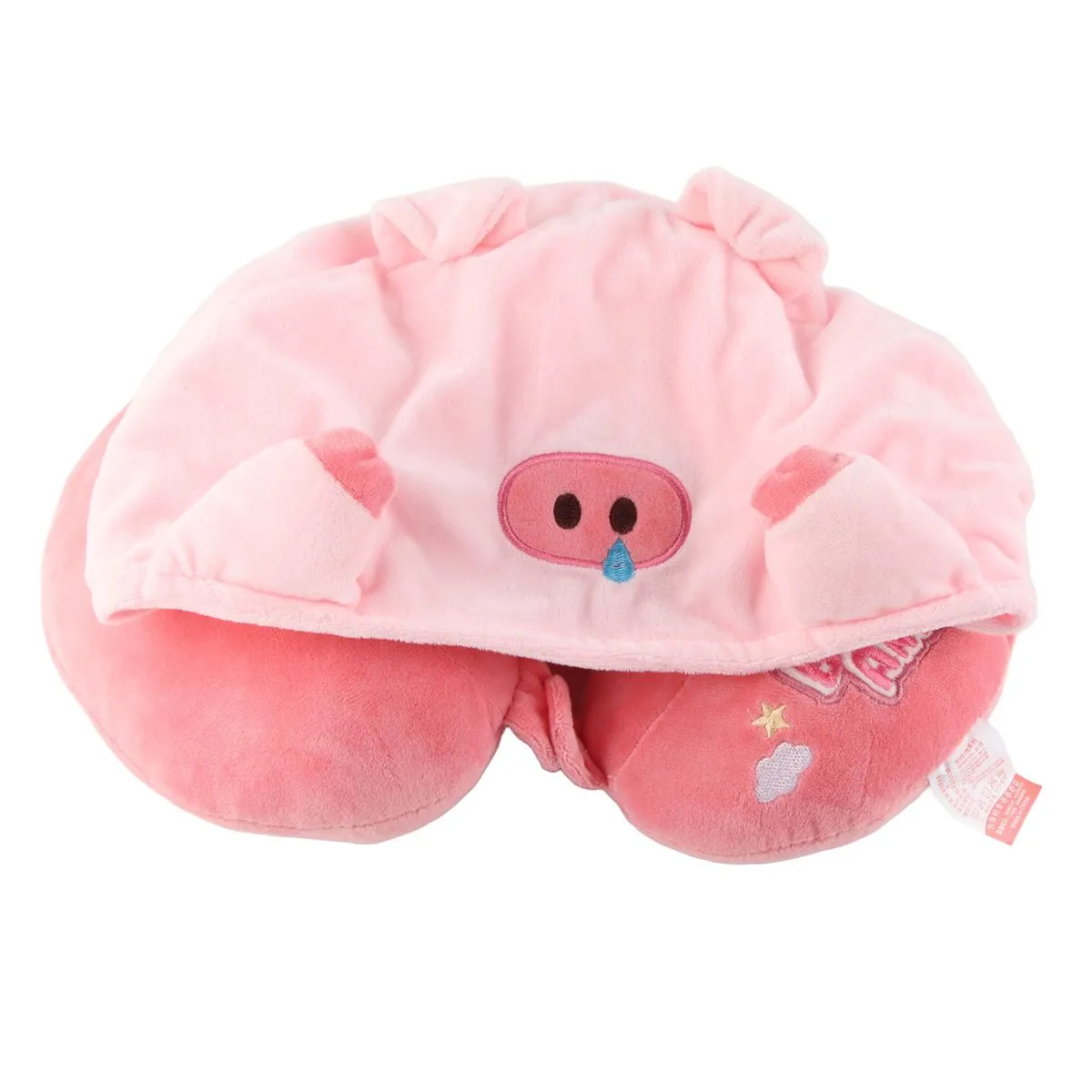 Hooded U Shaped Travel Neck Pillow Pig Design