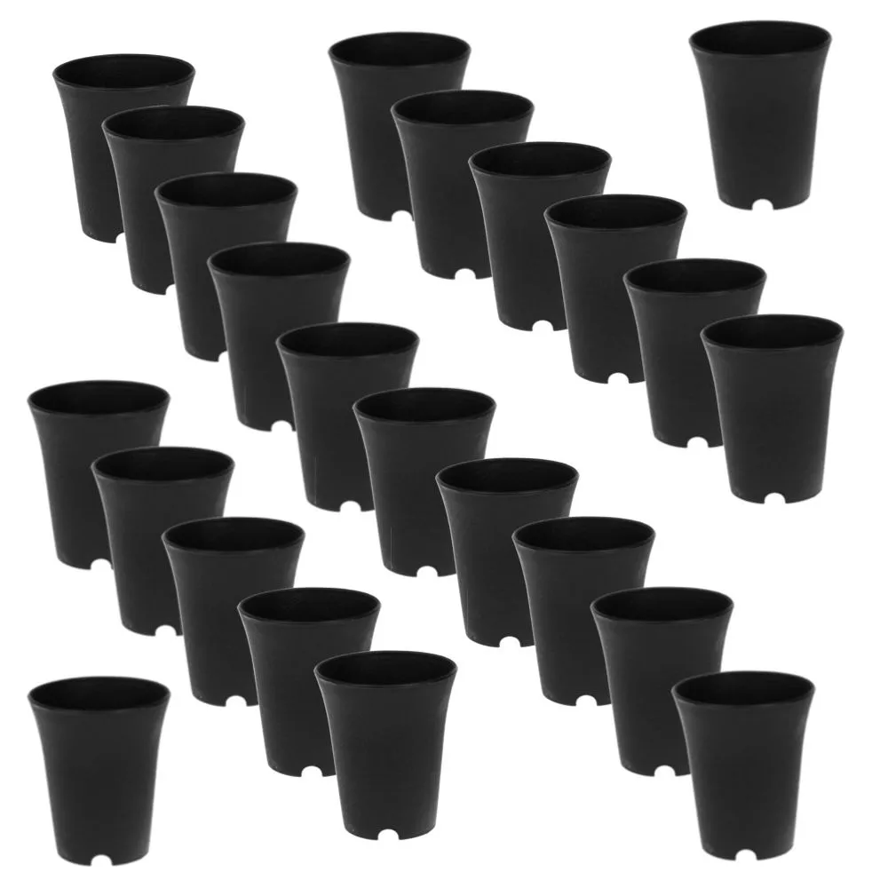 Garden Decor Modern Plastic Flower Pot Round (9cm) - Set of 24 - Black