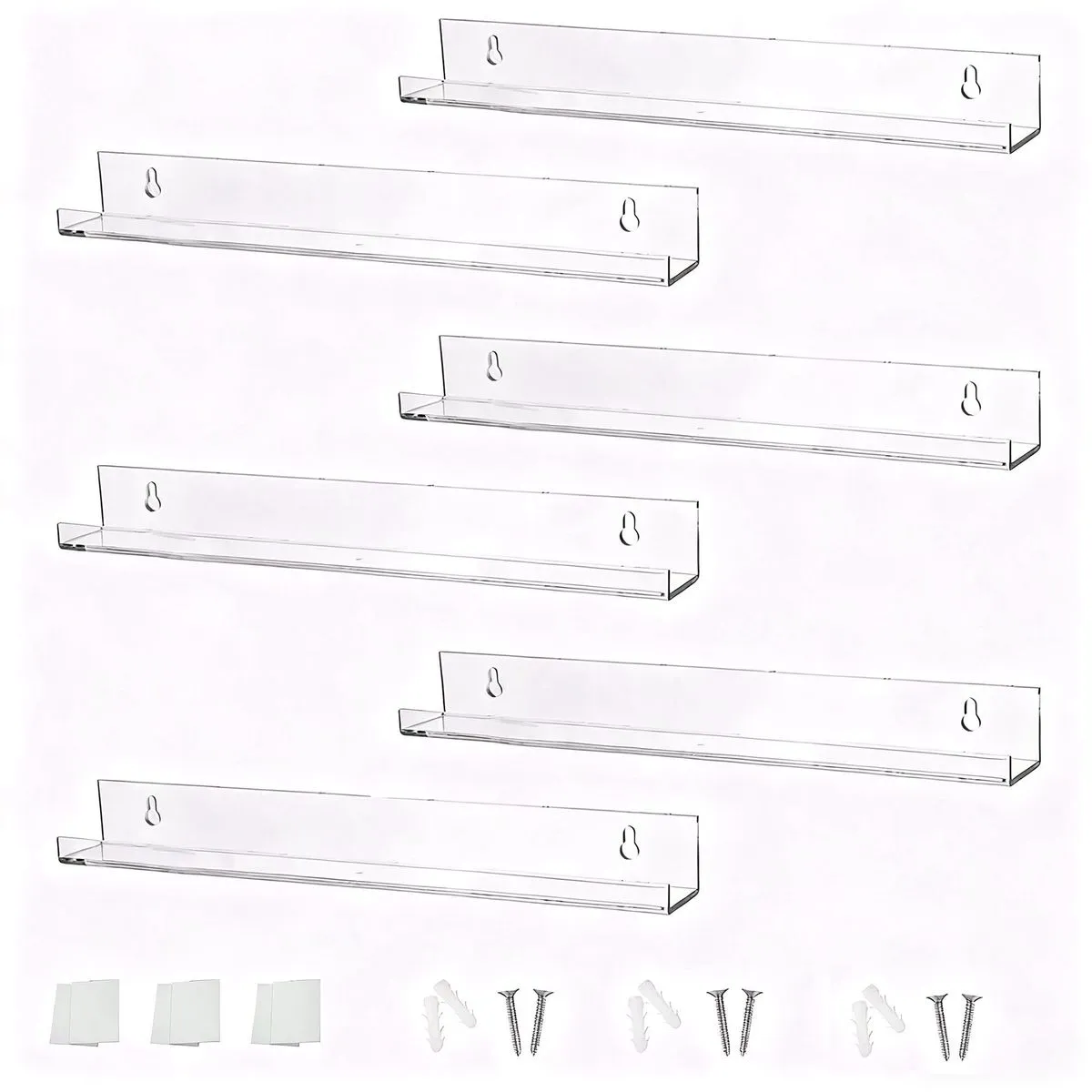 Acrylic Floating Shelves Clear Bathroom Storage Shelves Wall Mounted Book