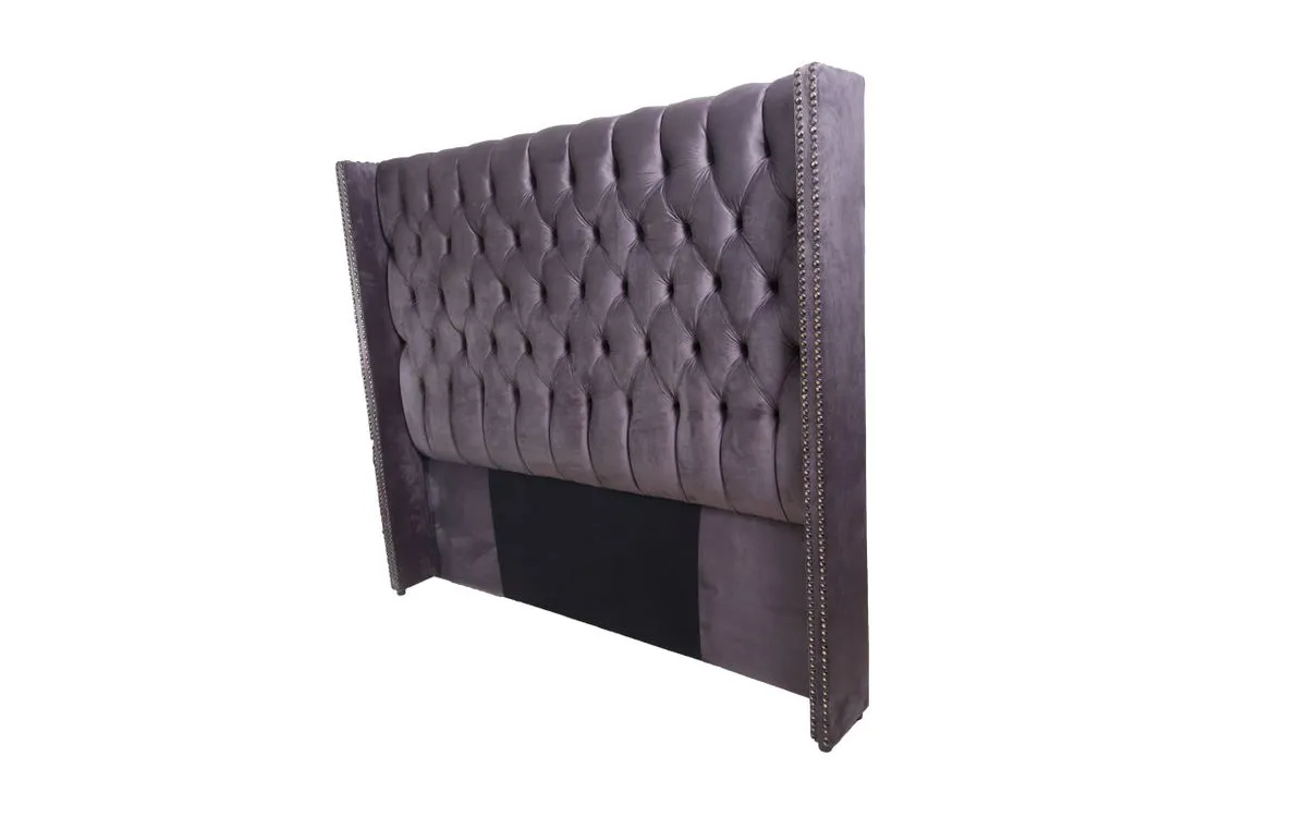 Olivia Deep-button Headboard - Dark velvet Grey