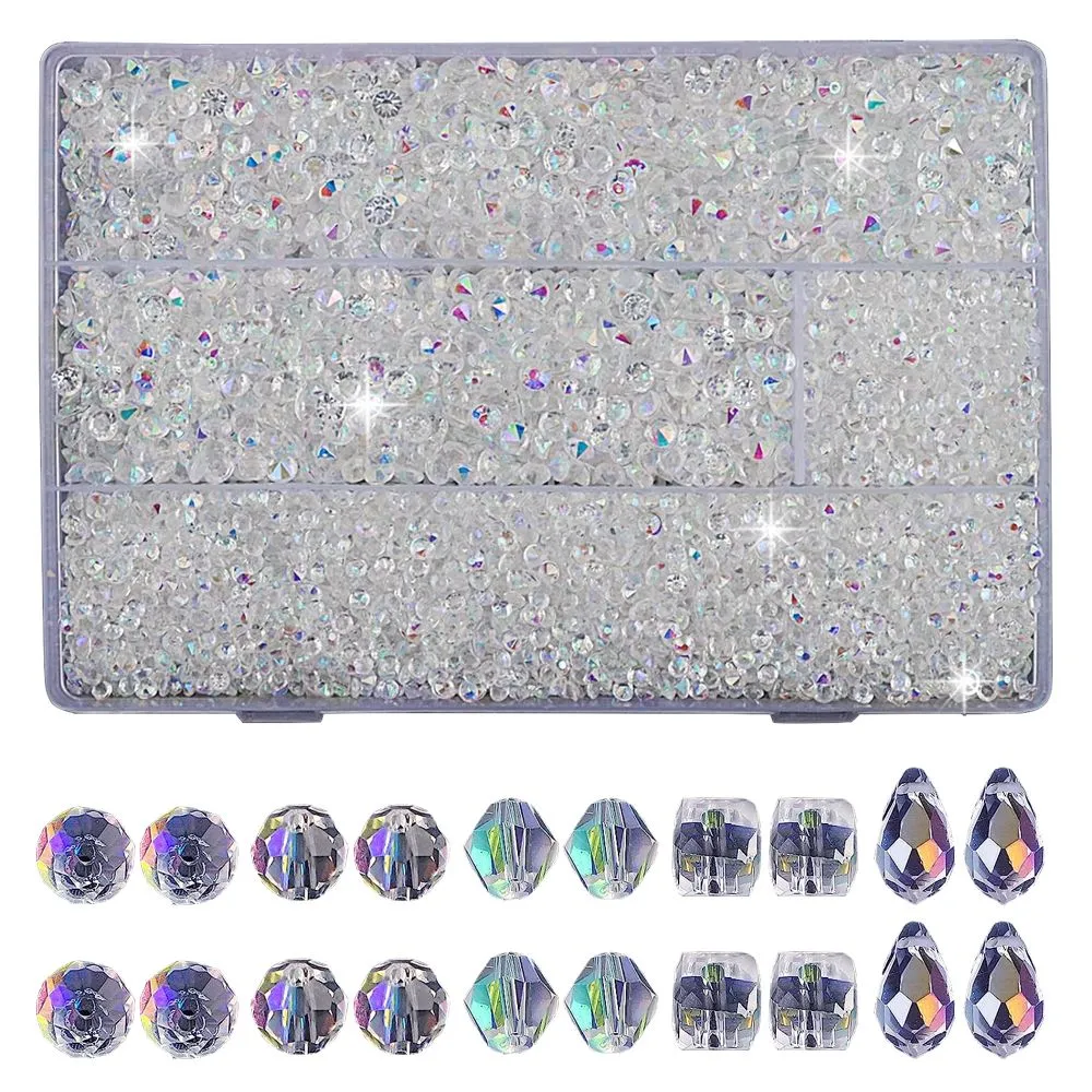 Craft Faceted Glass Beads for DIY Crafts & Jewellery Making Set of 600