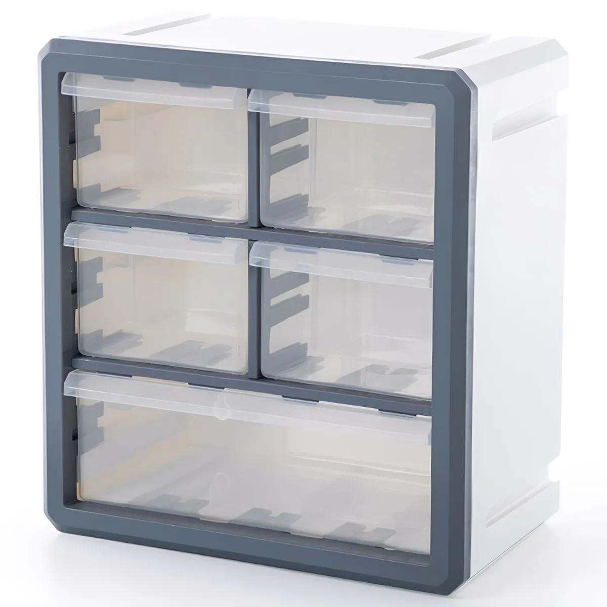 Desktop Drawer Organizer Stackable Plastic Drawer Unit Plastic Storage File - White -5 storage comp…