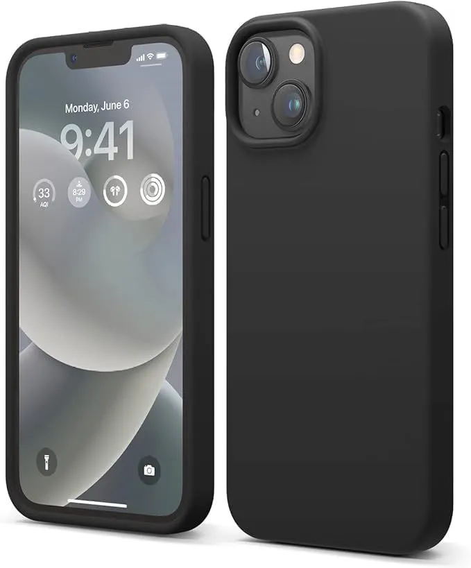 Full Body Protection Liquid Silicone Cover Compatible with iPhone 14 Case - Black