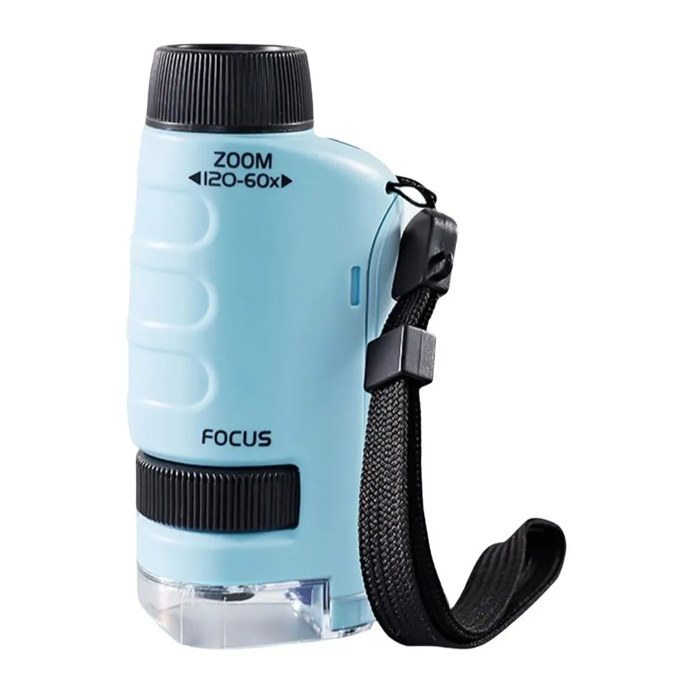 2026 Kids' Pocket Microscope Kit - 60x-120x Portable Mini Microscope (Blue)