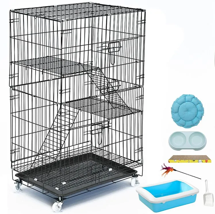 Pet Heavy Duty Cage Enclosure 3 level - Black