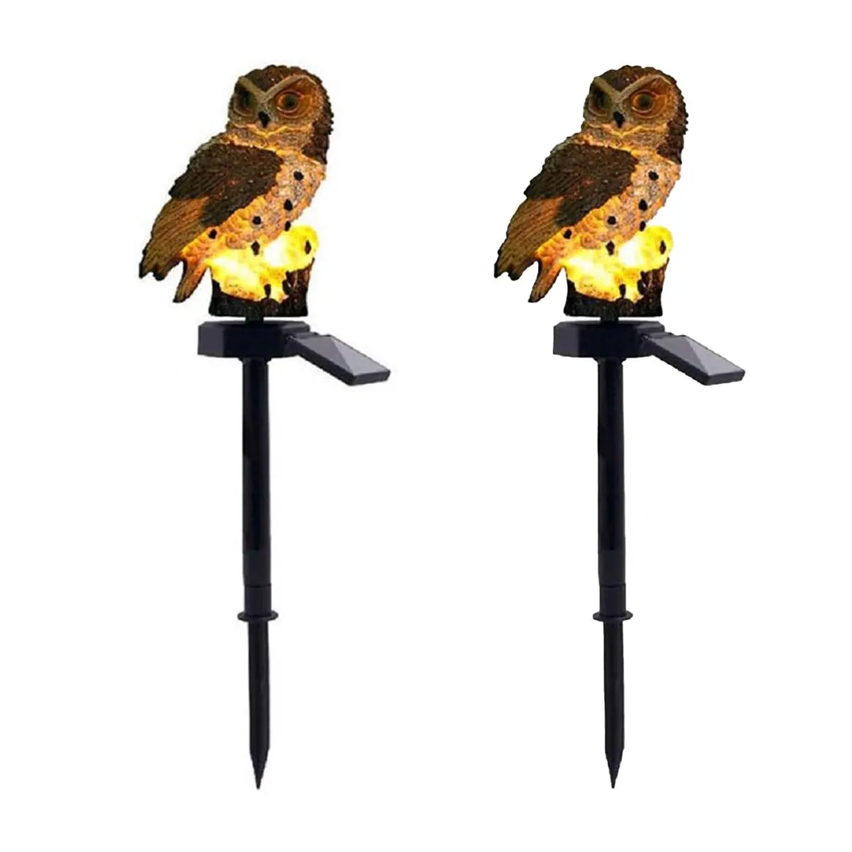 2Piece Solar Light Outdoor Waterproof Garden Decoration Owl Ligh - Brown