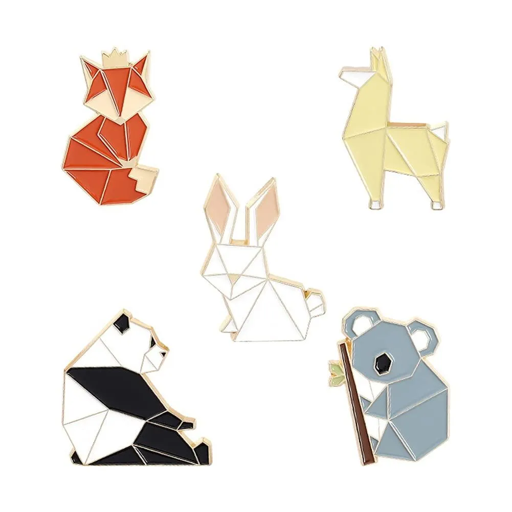 Animal Enamel Pins Set Cartoon Fox for Backpacks Jackets 5 Pieces
