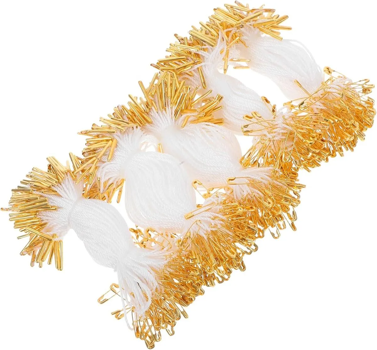 500 Pcs Clothing Tag Fasteners Gold Safety Pin and White Polyester String