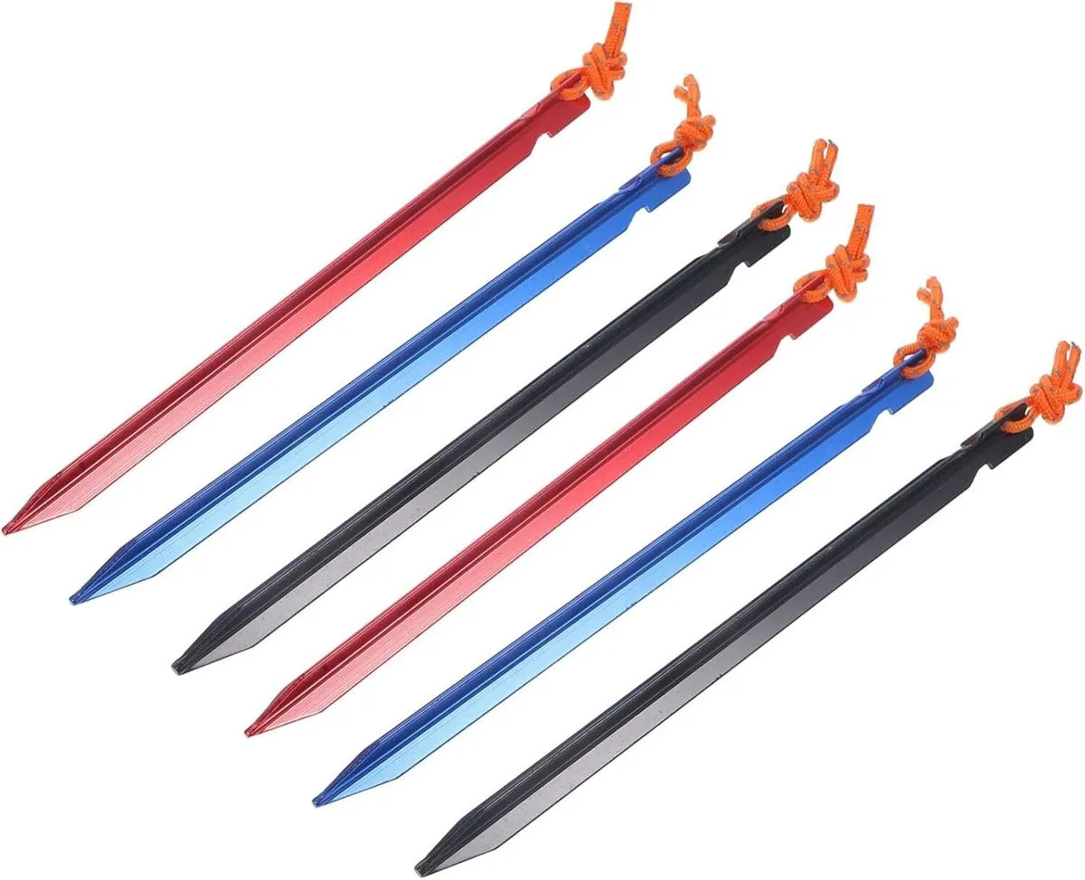 6pcs Aluminum Alloy Tent Stakes Heavy Duty Triangular Pegs for Camping