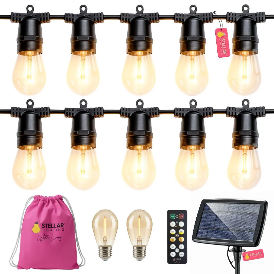 Stellar Lighting Solar 10 LED Festoon Vintage Bulb String Lights - 10m