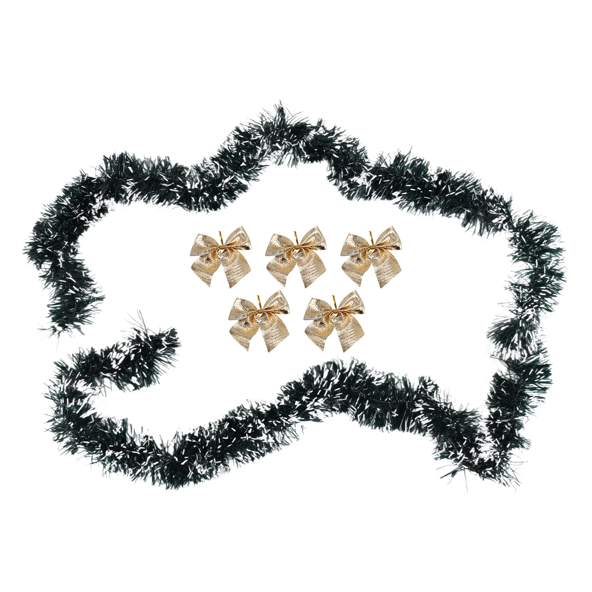 2M Bar Tops Ribbon Garland Christmas Tree Kitchen Ornaments-Golden