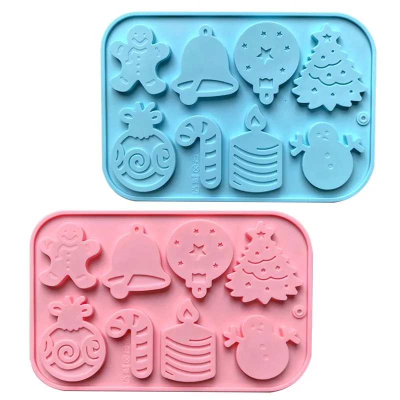 2Pcs Christmas Silicone Chocolate Molds Large Size Baking Gummy Jelly Soap