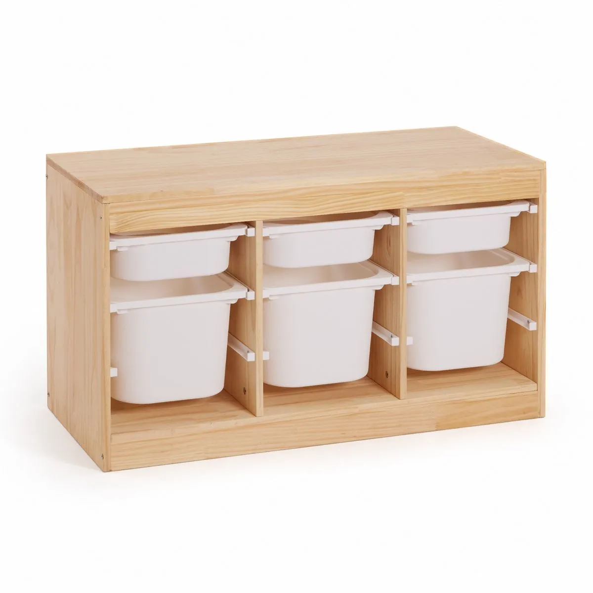 Chenshia Kids Toy Organizer Pine Wood Shelf with 6 Bins Playroom Storage