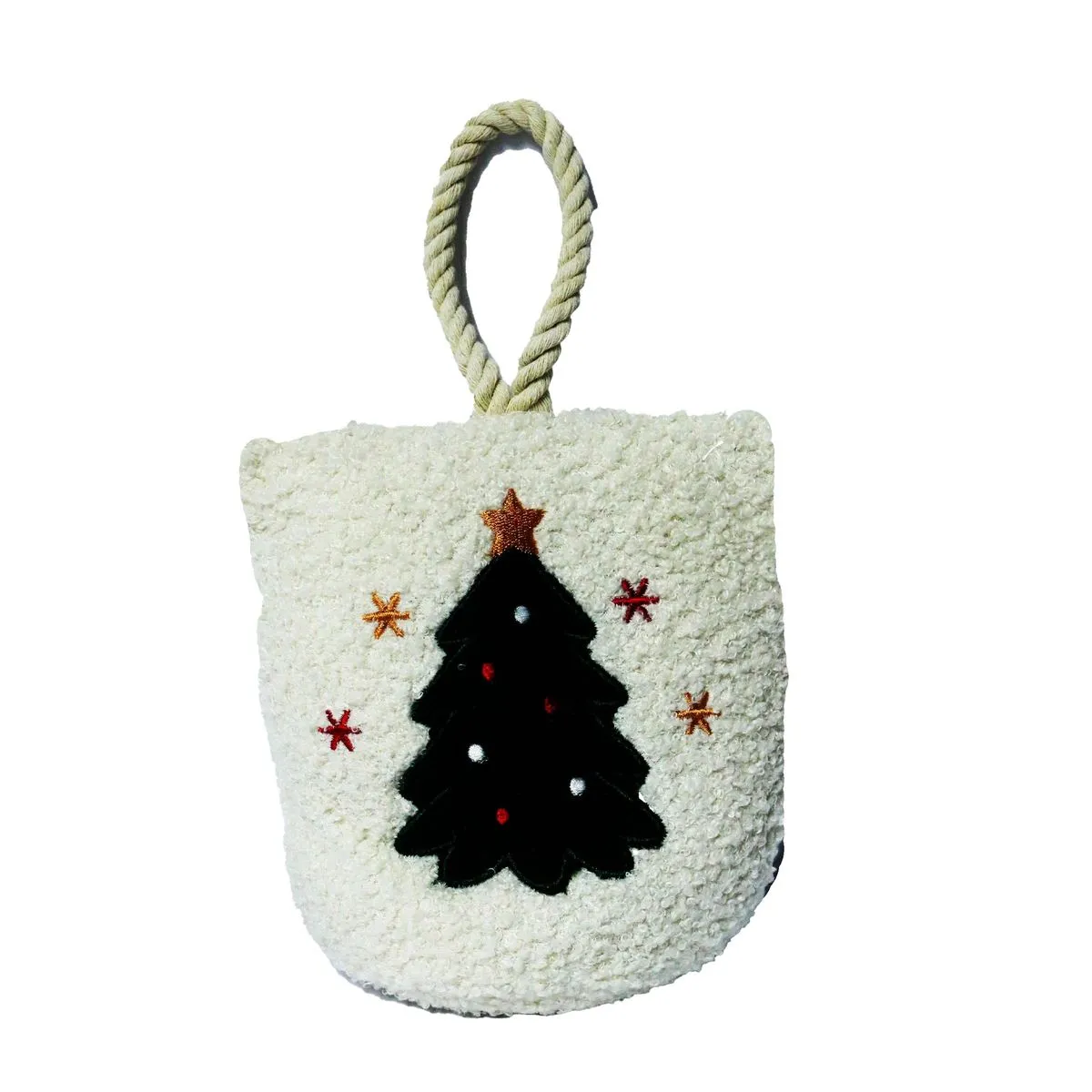 Christmas Tree Doorstopper in Teddy Fabric Size 20x18CM