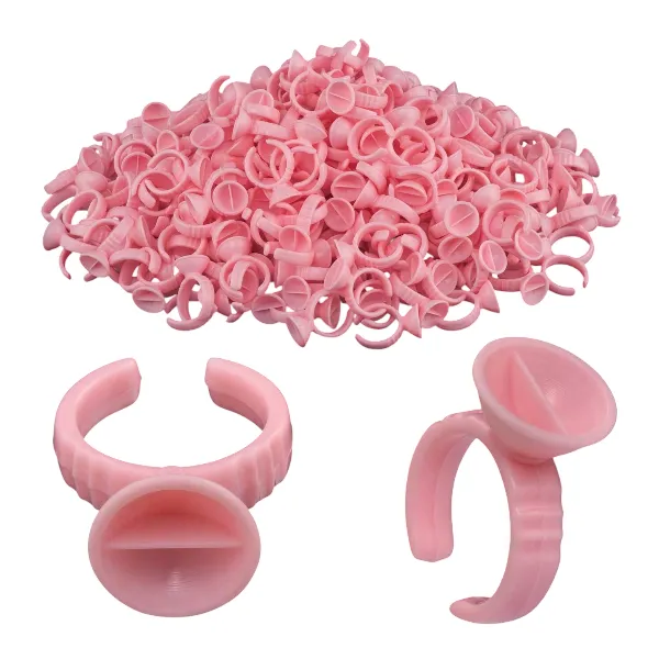 500 Piece Disposable Lash Glue Rings - Pink