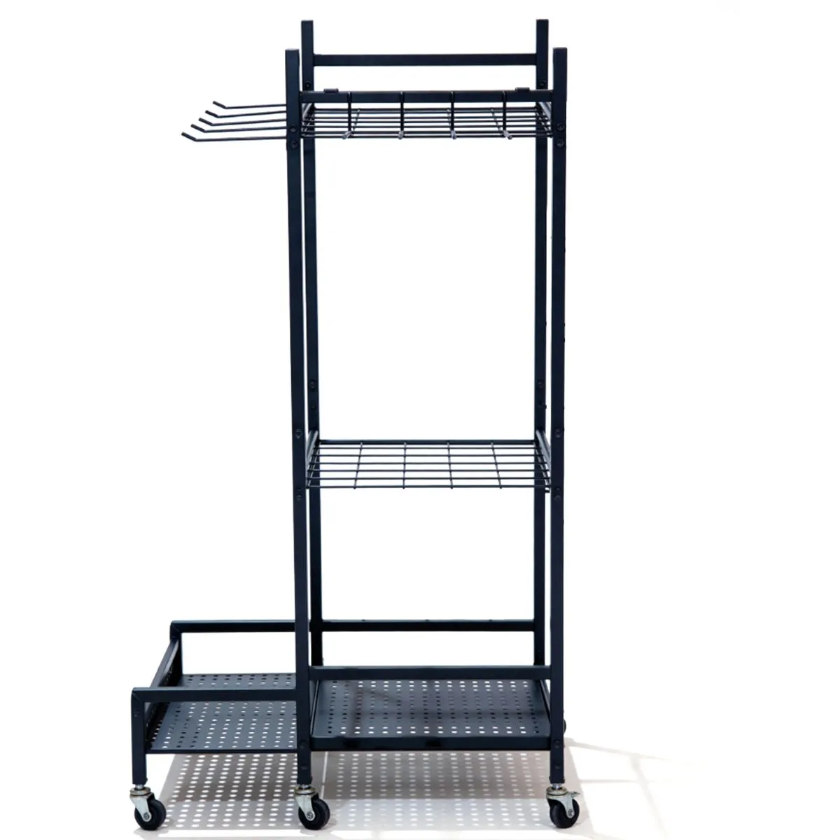 1 Piece Garden Tool With Organizer Metal Yard Storage Rack With Wheels