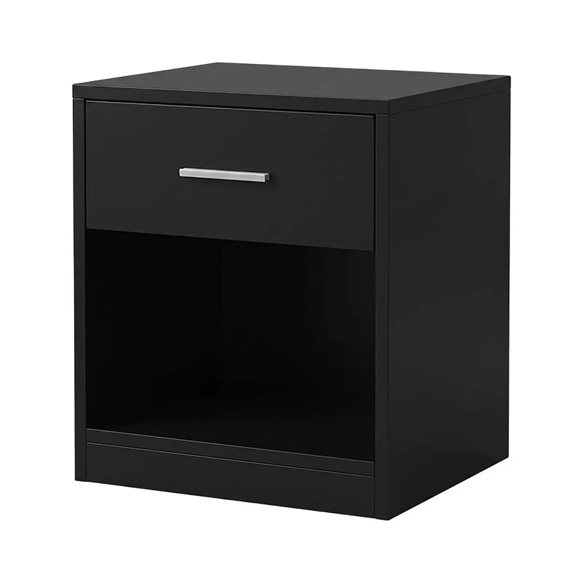 White Drawer Nightstand Open Storage Modern Bedroom Bedside Cabinet - Black