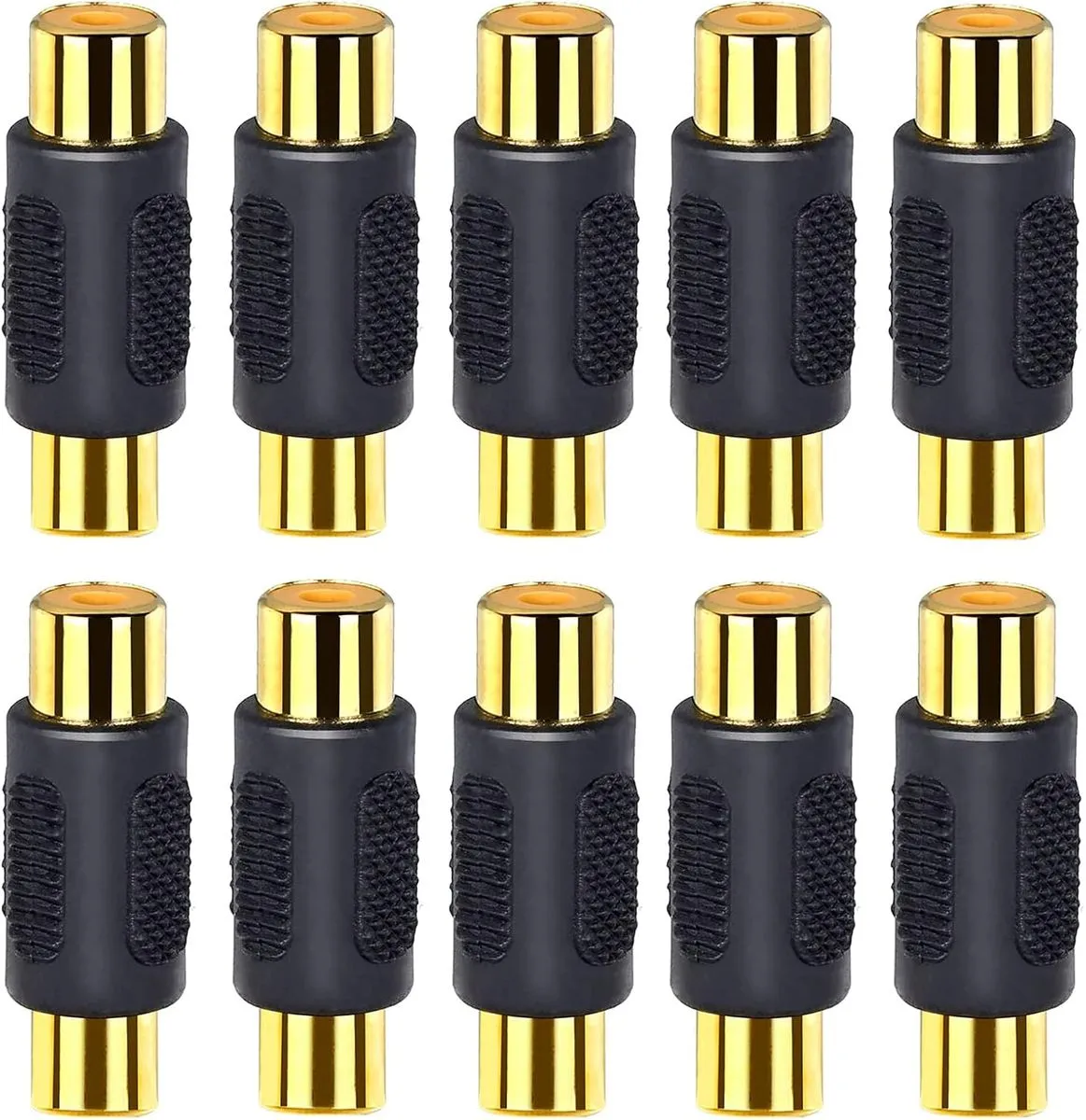 10 Pack Audio Video Gold RCA Female to Female Coupler Connector Adapters