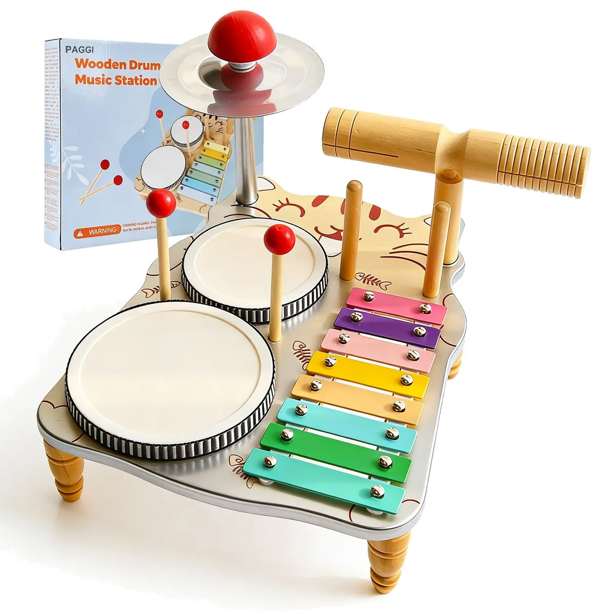 Kids Musical Instruments with Wood Percussion Tambourine Xylophone