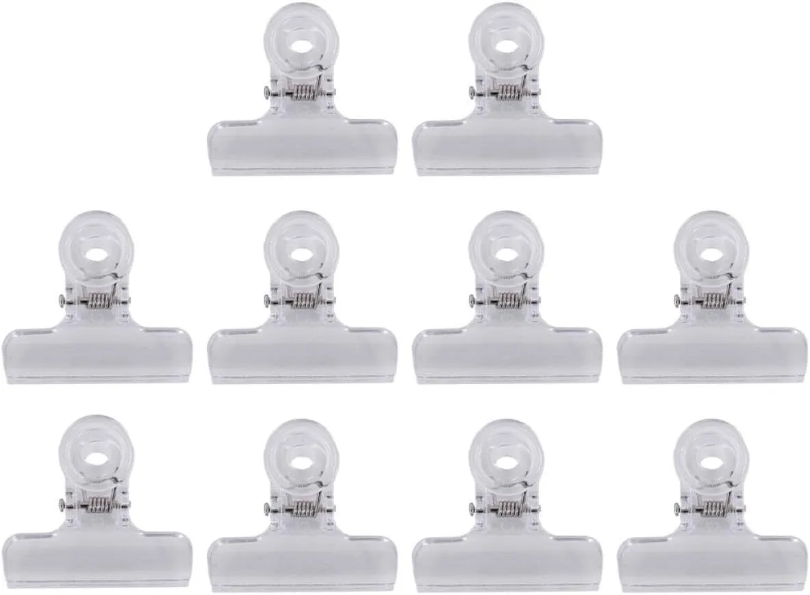 Plastic Binder Clips 50Mm, 10pcs Paper Clamps for School, Office,