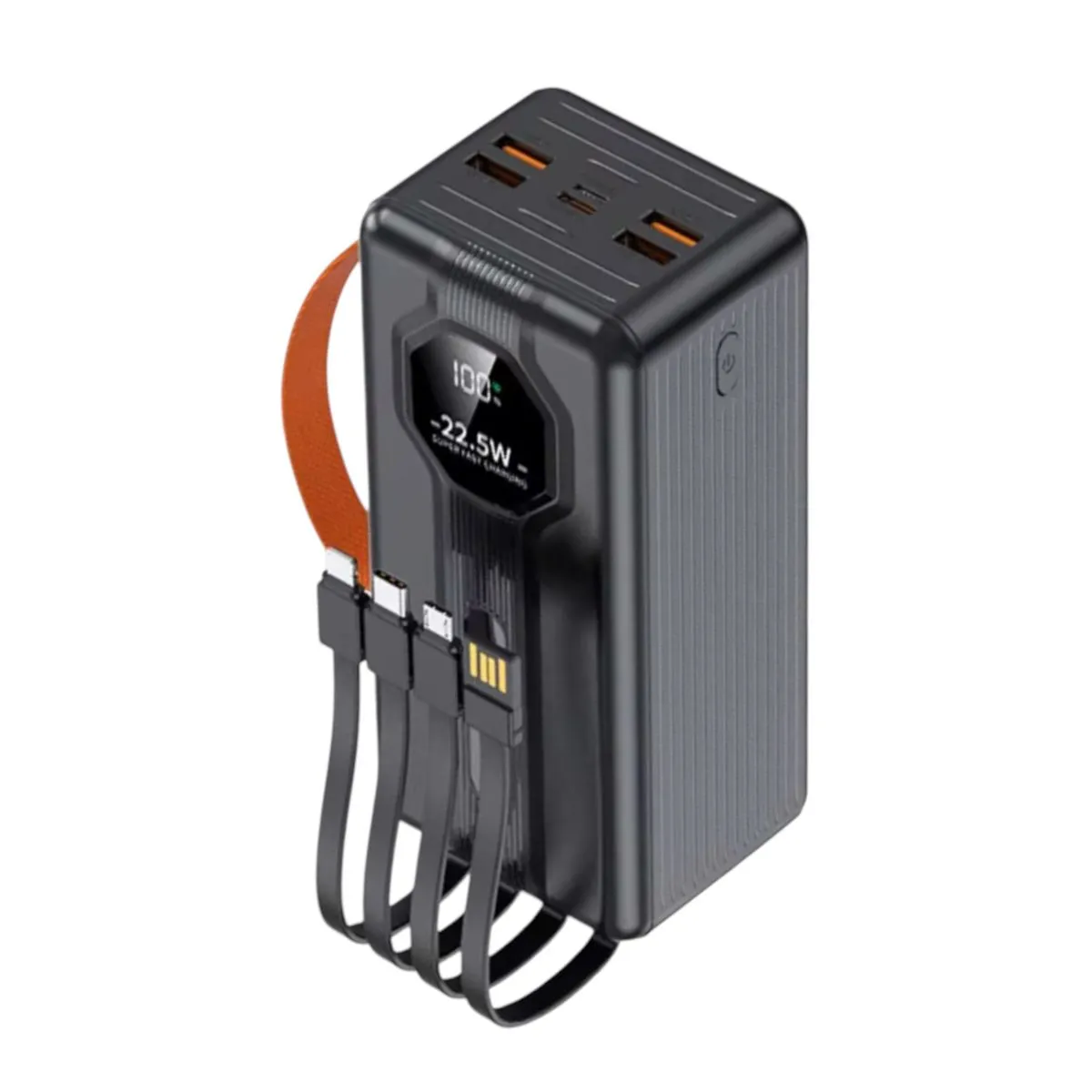 50000mAh 22.5W Super Fast Power Bank | 4 USB Ports | Built-In Cables