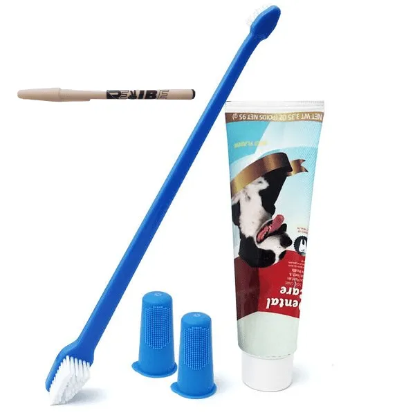 Dog Dental Care Kit Dog Cat Pet Toothpaste Finger Toothbrushes Added Pen