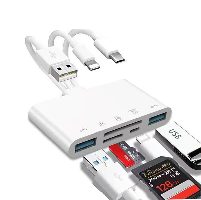 3 line 6 in-onereader Type-C Android phone computer OTG reader/SD card - Apple Three-Line Five-in-O…