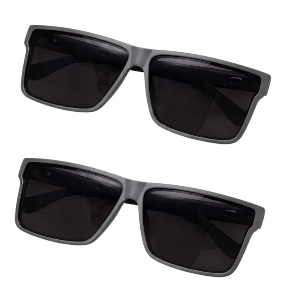 2 Pack - Oversized Square Sunglasses - Black & Grey