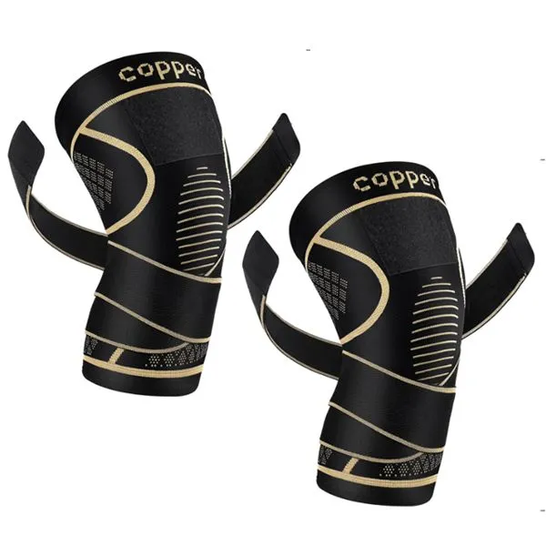 Copper Knee Braces with Strap for Knee Pain,Unisex Knee Compression(2 Pack)