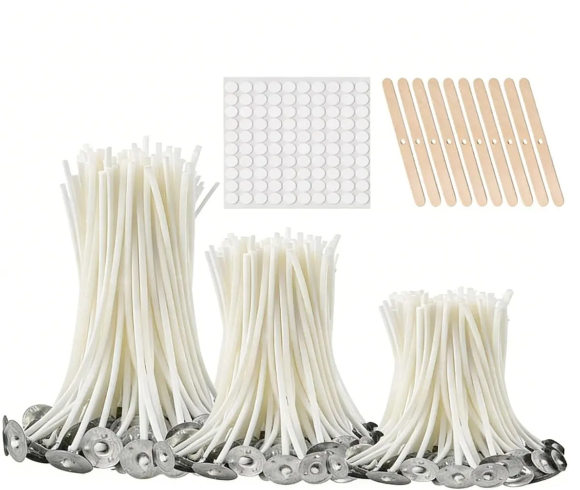 300-Piece DIY candle materials - functional smoke-free wick, metal sheet