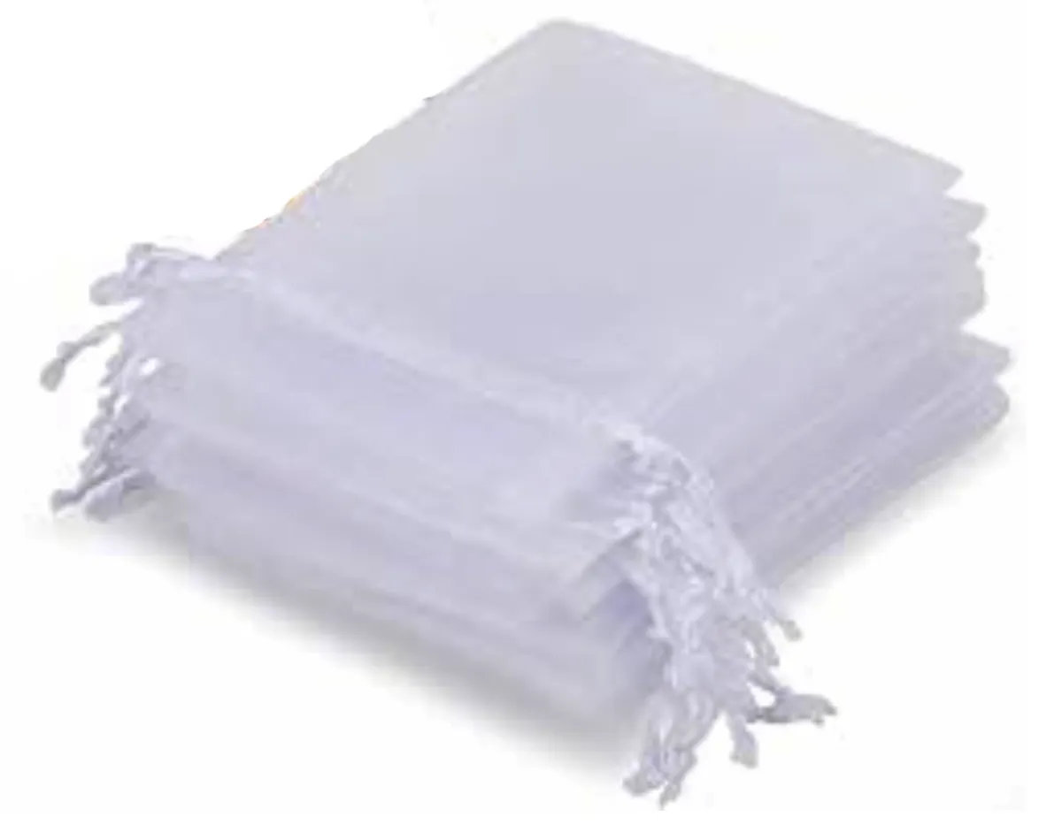 50PCS 10x12cm White Organza Gift Pouches, Small Organza Favor Bags