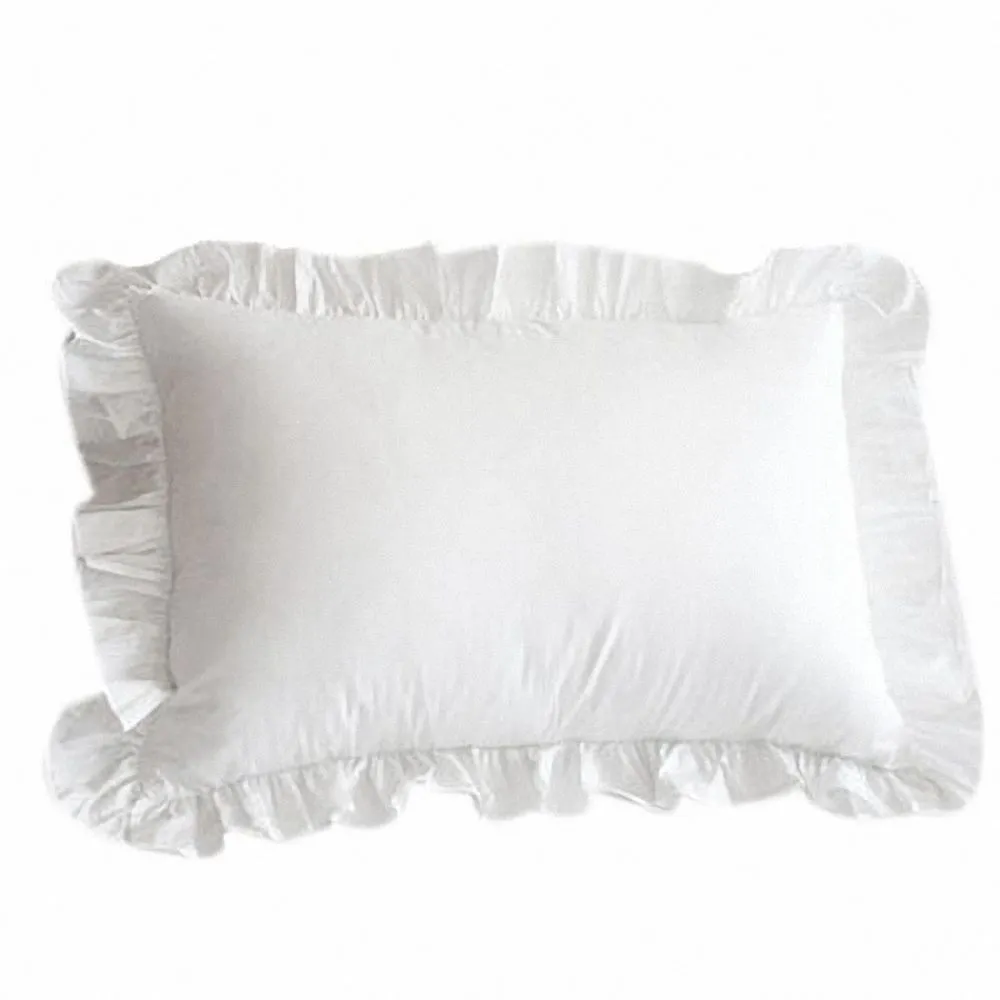 100% Cotton Ruffle Pillowcase Ruffled Pillow Cover White Pillow Case