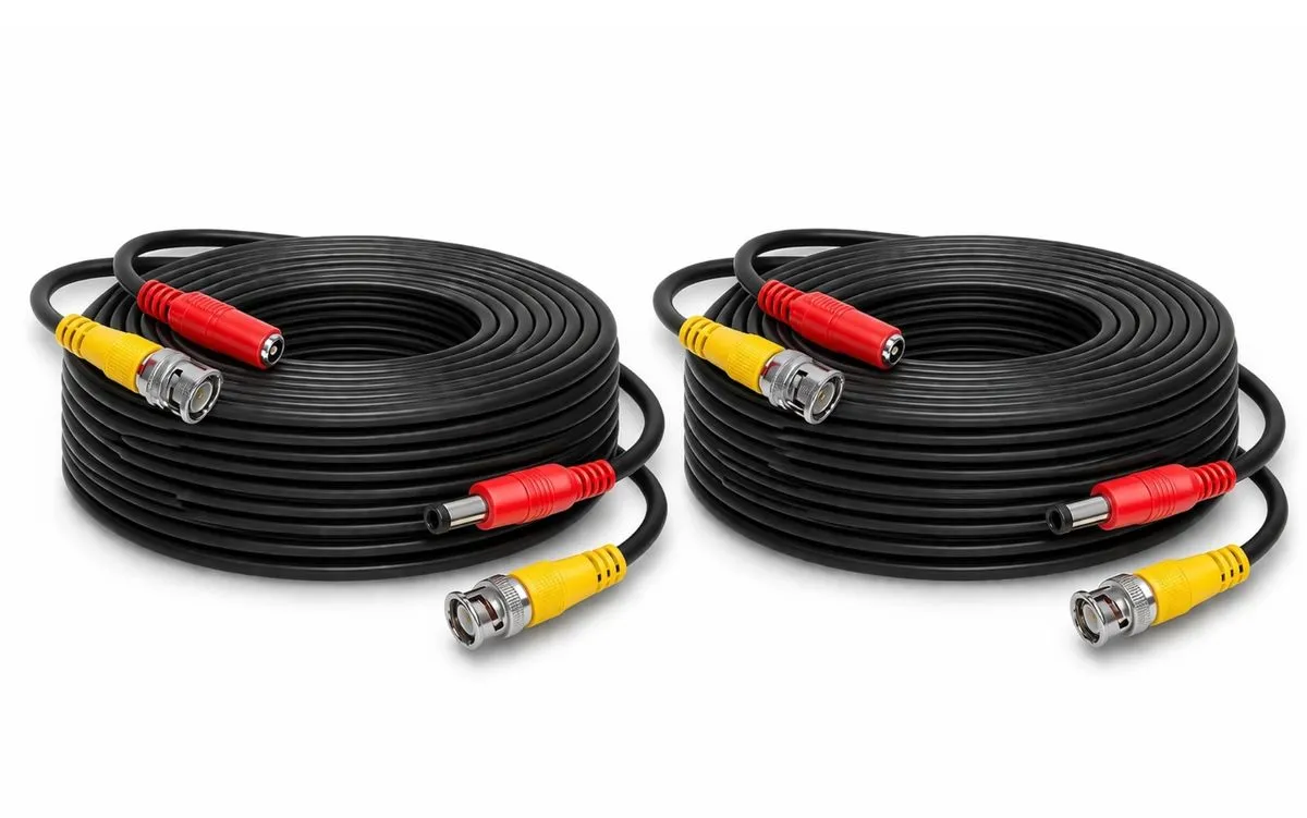 CCTV Camera Cable 20m Power & Video Ready Plug and Play SET Of 2
