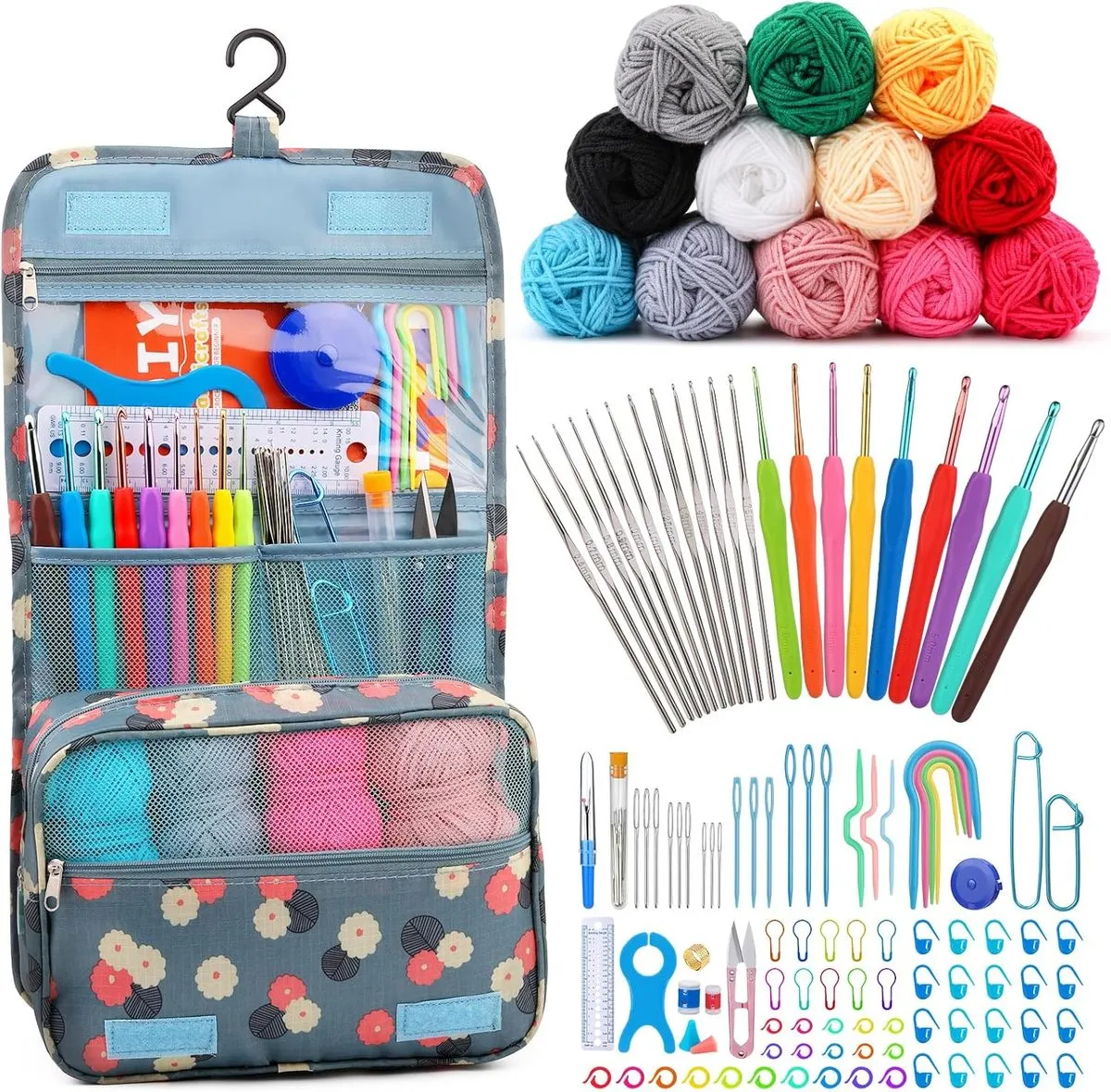 Crochet Kit 130 Pcs for Beginners Starter Knitting Needle Set