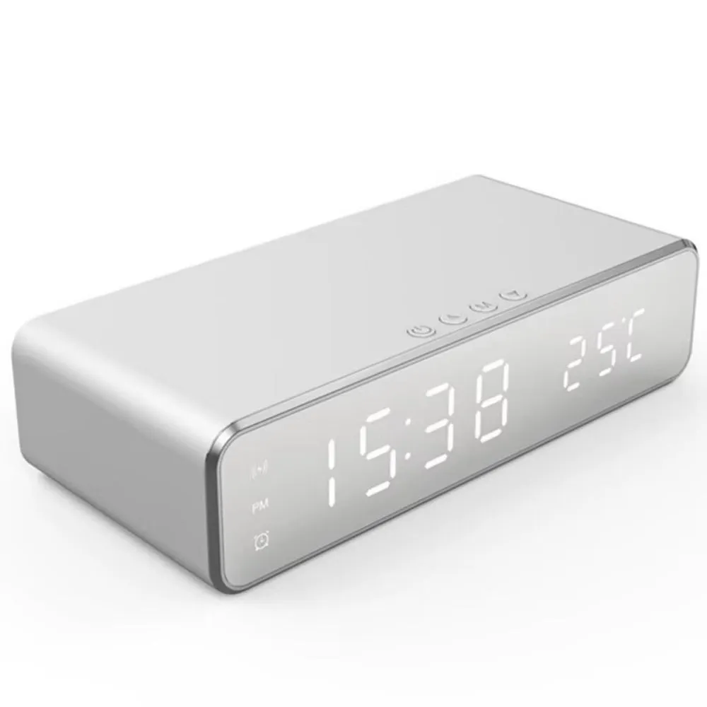 3-in-1 Wireless Charging Alarm Clock, LED Desktop Charger for Phone Watch