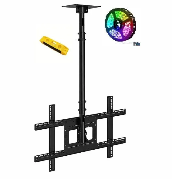 32-75" Ceiling TV Mount Bracket with LED Strip Light & Spirit Level